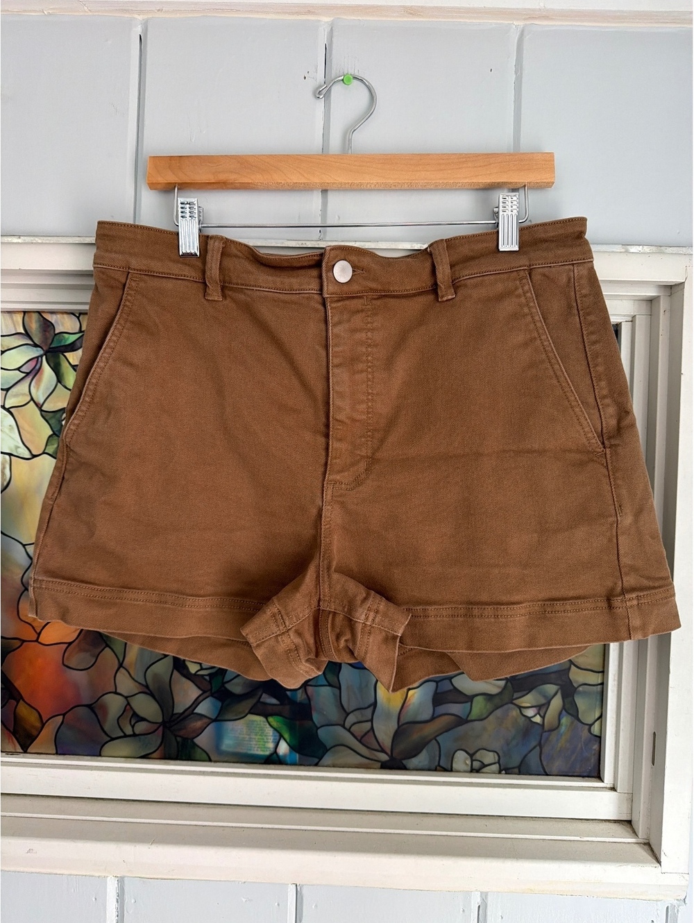 Everlane Brown High-Rise Cotton Shorts Size 14